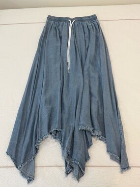Handkerchief Hem Asymmetrical Skirt - Blue